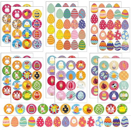 Scinzene 144 Stück Sticker Ostern, Ostersticker, Ostereier Sticker, Aufkleber Ostern, Ostereier Aufkleber, Ostergeschenke Kinder, Ostern Geschenke Kinde