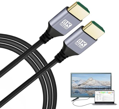Cavo HDMIS 2.1, cavo ad alta velocità professionale da 48 Gbps, da 8K/60Hz con HDR dinamico per laptop, giochi, monitor, TV, computer, proiettori