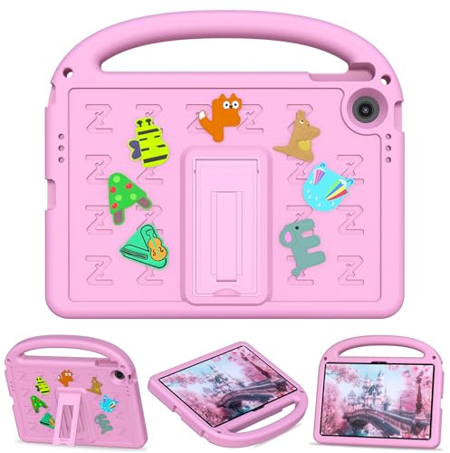 Case for Lenovo Tab 10.1 Inch Tablet 2025 TB-311FU,Kids Cartoon Protective Cover with Handle Stand Lightweight Shockproof Cover for Lenovo Tab 10.1 Inch Pink