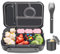 Amathley Brotdose Kinder mit Fächern,Bento Box Kinder,Brotdose Erwachsene,1300ML Lunchbox mit 5 Fächern und Saucenbehältern,Mikrowellen-und Spülmaschinenfest,BPA-Frei (Dunkelgrau)