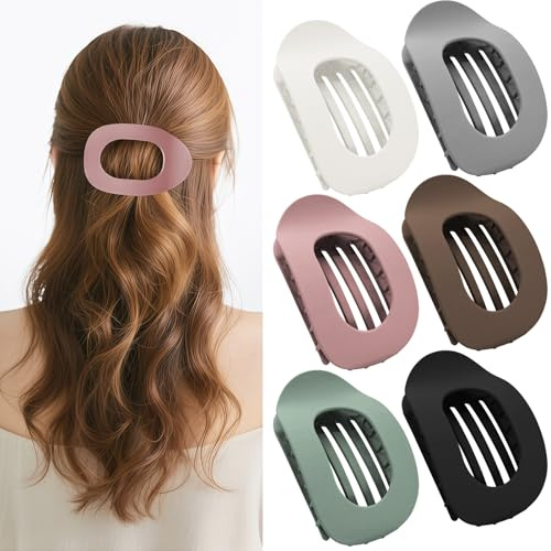Sunshine smile 6 Stück Haarklammern für Damen, Entenschnabel Haarspange, Flat Claw Clip, Flache Haarklammern, Französisches Haarspangen Damen, Haarspange Flach Dünnes Haar