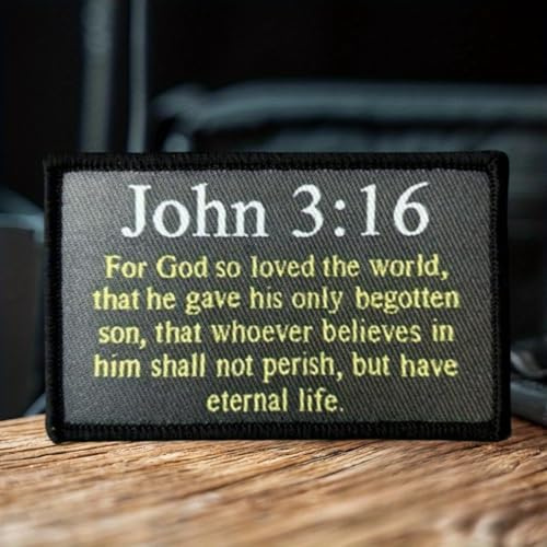 Klett Patch “John 3:16” Religious Christian Catholic Patches Klett Militär Drucken Aufnäher DIY Deko Klettpatches Für Rucksack Bundeswehr Jacke