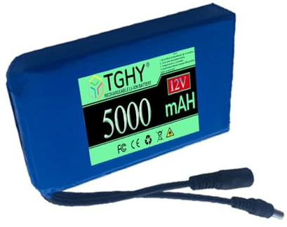 TGHY Spare Battery DC 12V 3Ah 4Ah 5Ah 6Ah 7Ah 9Ah 12Ah 16Ah 24Ah Li-ion Portable Battery for CCTV Cameras, LED Strip Lights and more With Charger,12V 5000mAh