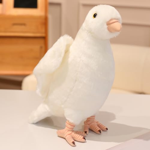Ueiwffzo Kuscheltier Taube Weiches Stofftier Plüschtier, Realistischen Plüsch Taube Spielzeug Plüschtaube Geschenke für Kinder Erwachsene (22cm,Weiß)