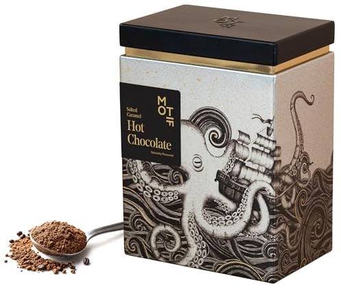 Motif Hot Chocolate Tin - Hot Choc Gift Set, Luxury Gifts for Fathers Day with Premium Velvety Winter Drink Cocoa Blend, Ideal Seasonal Treat, 45% Cocoa Powder Tin - Sea Salted Caramel