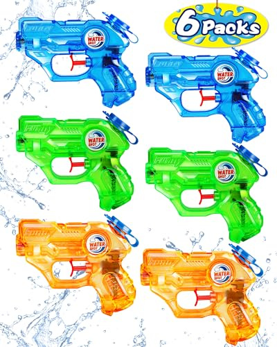 Quanquer 6 Pack Wasserpistolen für Kinder – 150 ml FassungsvermögennMini-Wasserpistole mit 7 m Reichweite, Wasserpistole für Kinder, Jungen und Mädchen, für Sommerpartys im Garten Pool