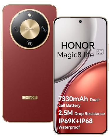 Honor Magic8 Lite 5G Smartphone 8GB 256GB 6,79 y 120 Hz 6000 nits, Teléfono Móvil Cámara AI de 108 MP, IP69K y SGS Triple Resistente, Snapdragon 6 Gen 4, Doble SIM NFC Android 15, Marrón Rojizo