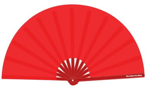 Plain Red Clack Fan, Bamboo Hand Fan