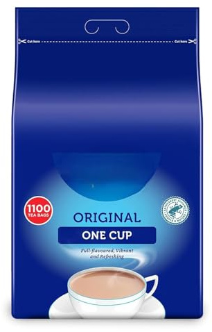 One Cup Black Tea Bags – 1100 Tea Bags Bulk Pack – Full Strength British Tea – Smooth, Rich, and Refreshing – Perfect Everyday Brew
