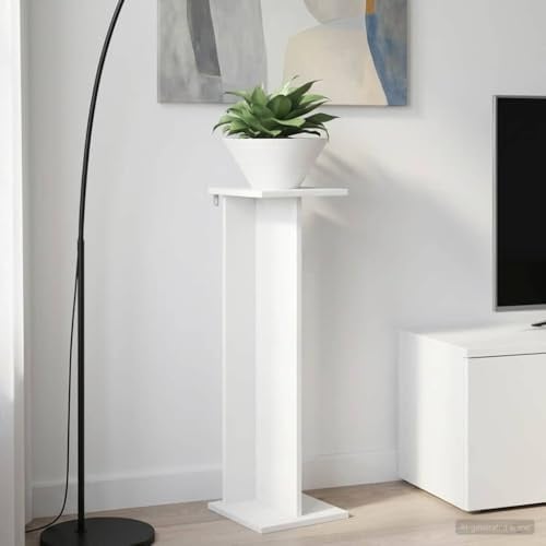 QUAHEAS Supporto per piante in legno bianco, 25 x 25,5 x 80,5 cm, con più livelli, scaffale per piante da interni, scale per fiori e panche per fiori, contenitore decorativo per interni e soggiorno