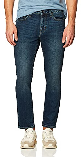 Amazon Essentials Jean Slim - couleurs abandonnées Homme, Délavé Foncé, 31W / 30L