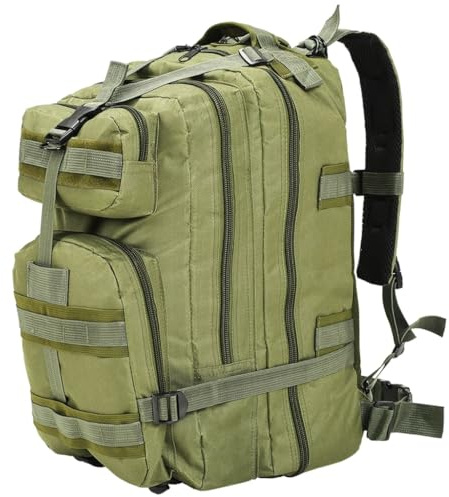 vidaXL Army-Style Backpack 50L Olive Green Travel Hiking Camping Rucksack Bag