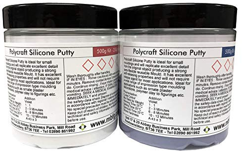 Polycraft Silicone Putty RTV Mould Making Rubber, Fast Curing, Reusable Mould, Clay and Figurine Moulds, 500g