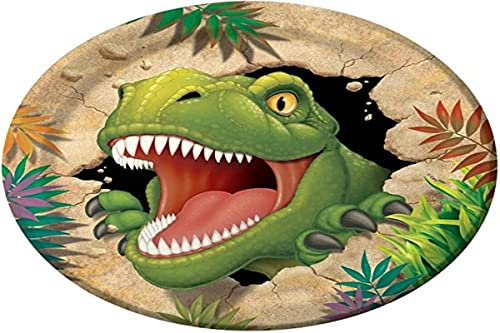 Dinosaur Round Paper Dinner Plates, 9 - 8 Pcs.