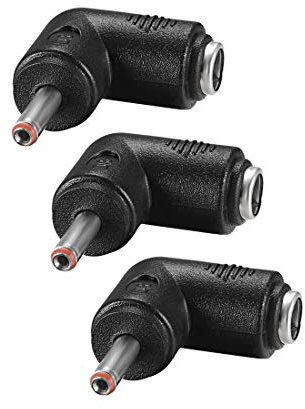 sourcing map 3Pcs DC Power Connector Adapter 90 Degree Angle 5.5mm x 2.1mm Female Jack to 3.5mm x 1.35mm Male Plug Coupler Converter for Laptop CCTV Camera strip lighting