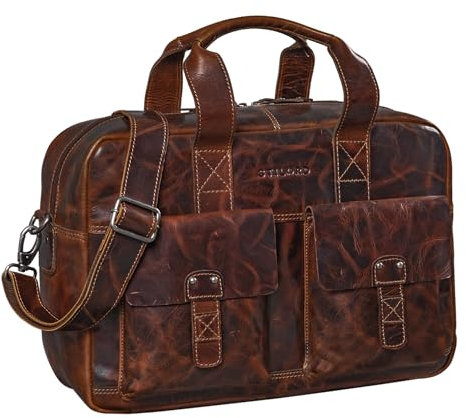 STILORD 'Anouk' Vintage Umhängetasche Leder Gross 13,3'' für Herren Damen Laptoptasche Schultertasche DIN A4 Aktentasche Hochwertiges Echtleder, Farbe:milano - braun