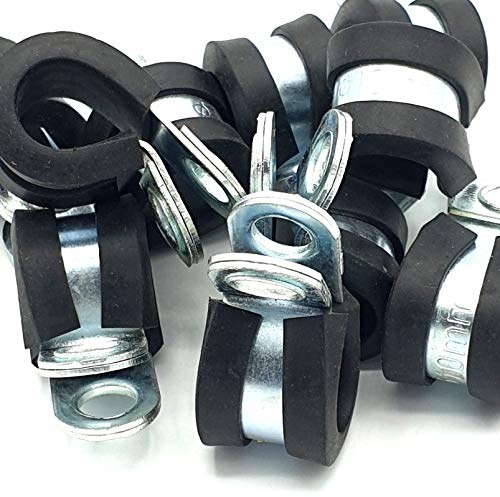 10pcs x 10mm Rubber Lined Cable P-Clips Steel Hose P Clamps