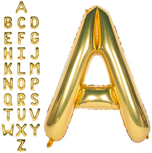 Große Mylar Folie Helium Brief Luftballons 40 Zoll Gold Luftballons Alphabet Buchstaben für Geburtstag Brautdusche Jubiläumsdekorationen(Letter A)