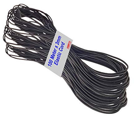 HIMRY Bobina de Goma elástica de poliéster, Negro, 3 mm x 100 Metros
