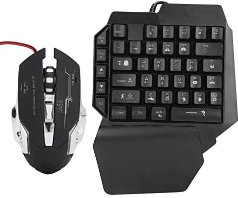 Gaming Tastatur und Maus Kombination, Einhand Tastatur-Maus Set mit Tastatur und Mauskonverter, OTG-Adapter, 39 Tasten RGB Hintergrundbeleuchtung Tastaturmaus, für PS/Xbox360/
