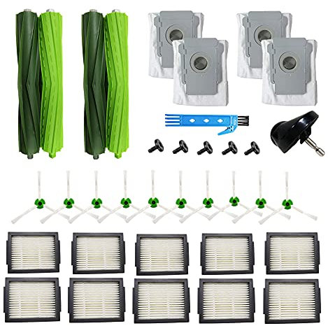 Pièces de rechange pour iRobot Roomba i7 i7 + i7 Plus E5 E6 E7 i3 i3+ i4 i4+ i6 i6+ i8 i8+/Plus j7 (7150) j7+(7550) Robot aspirateur Accessoires Bross en caoutchouc Filtre Hepa sac d'aspirateur