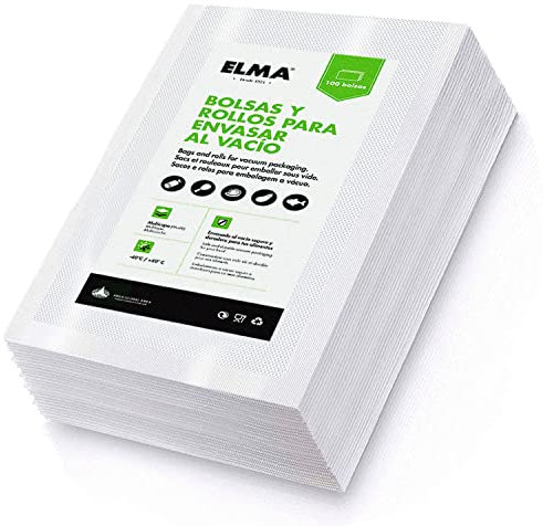 Bolsas Vacío Alimentos, Bolsas Envasar al Vacío Alimentos | Sistema Gofrado, Diseño Multicapa, Sin BPA, Fabricación Italiana | 20 x 30 cm, 100 Unidades