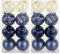 Pack of 16 Christmas Tree Baubles Large Decorations Assorted Designs 8cm - Navy