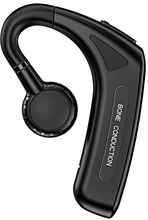 Open Ear Headphones Bluetooth Single Bone Conduction Wireless Earbuds with Earhooks Microphone Earphones IPX5 Waterproof Long Battery Life Earpiece for Workout Sports Running Android iOS Black