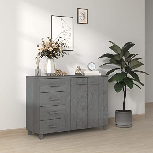 Chenshu Küche Sideboard Schrank, Schlafzimmerschrank, Sideboard Schrank Hochglanz TV Ständer Einheit für Wohnzimmer Esszimmer Dunkelgrau 113x40x80cm Massivholz Kiefer
