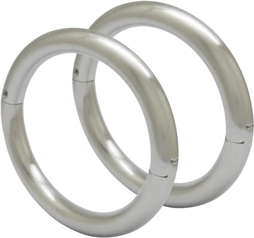 ACECHANNEL Edelstahl Handgelenk Manschetten Armband abschließbarer Armreif mit abnehmbarem O-Ring Restraints Armbänder (80MM X 70MM, Brushed Silver)