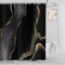 ASDCXZ Marmor Duschvorhang Schwarz Gold 180x200 cm, Modern Abstrakt Schwarz Gold Marmor Optik Textur Waschbar Bad Duschvorhänge Polyester Textil Wasserdicht Duschvorhang für Badewanne mit 12 Hake