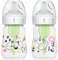 Dr. Brown's Anti-Colic Options+ Wide-Neck Baby Bottle Designer Edition Bottles, Woodland Decos, 5oz/150 ml, Level 1 Teat, Pack of 2, 0m+