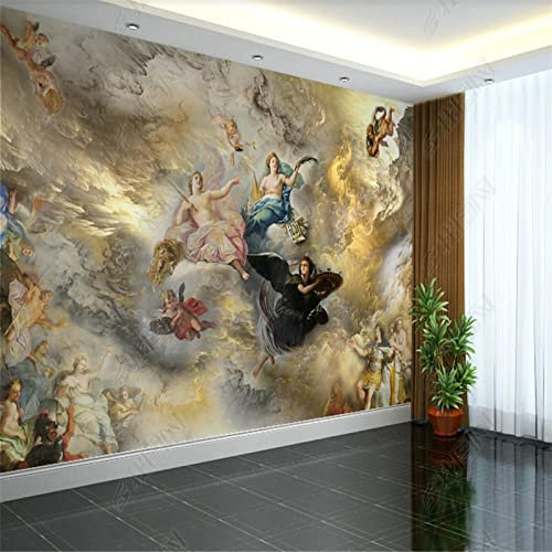 Style européen ange peinture à l'huile 3D salon chambre fond Mural plafond décoratif papier peint 3D papier pe Murale Papier Peint 3D Salle de séjour Chambre à coucher séjour Mural enfant-350cm×256cm