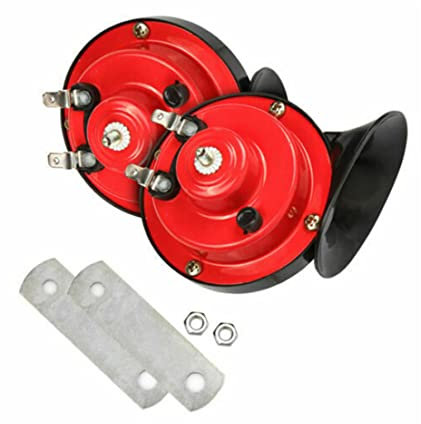 Snail Air Horn, 2pcs 12 V 300 dB Superhorns, Zughorn -Kit, Motorrad -Elektrohorn für LKW -Autos Fahrräder Boote (schwarz+rot)