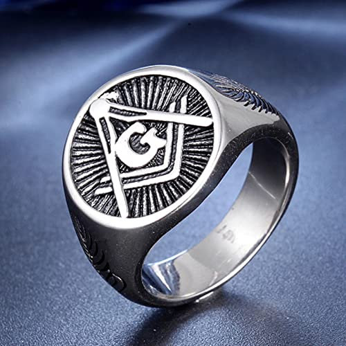XJruixi Vintage Mens Templar Masonic Rings 316L Stainless Steel Freemason AG Signet Ring Punk Male Fashion Jewelry Party Best Gift