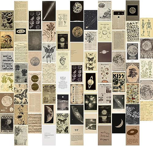 KBKBART Vintage-Wand-Collage-Set, ästhetische Bilder, 70 Stück, Retro-Cottagecore-Raumdekoration, niedliche Fotocollage-Poster für ästhetische Zimmer, Vintage, botanische Poster, 10,2 x 15,2 cm, für