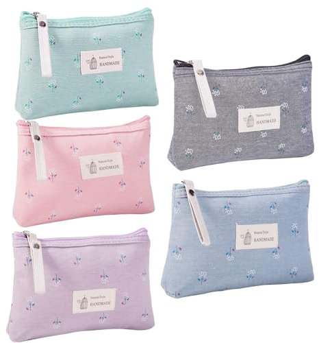 Belvanr Kosmetiktasche Klein 5 Stück Kleine Kosmetiktasche für Handtasche Mini Kosmetiktasche Make-up-Taschen Schminktasche Klein für Handtasche Kosmetiktasche Mini Klein Reise-Kosmetiktasche