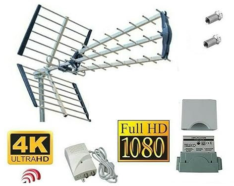KIT ANTENNA TV DIGITALE TERRESTRE 5G COMPLETA ALIMENTATORE AMPLIFICATORE LTE 4K