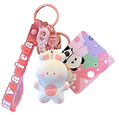 Caritierily schlüsselanhänger Kreative süße Auto Schlüsselanhänger weibliche exquisite Häschen Tasche Anhänger Cartoon Schlüsselanhänger Geburtstagsgeschenke (A, One Size)