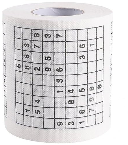 1 rouleau de papier toilette imprimé drôle avec des nombres Sudoku, papier hygiénique imprimé avec des motifs de sécurité, 30 m, 3,94''x3,94''