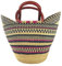 Bolga Tasche XXL - Das Original aus Ghana - Bunt - Fair Trade - Oval - Viele Farben - Afrikanische Korbtasche mit Ledergriff - Flechttasche 40-45 cm - Einkaustasche mit Wunschdesign (Wenchi)