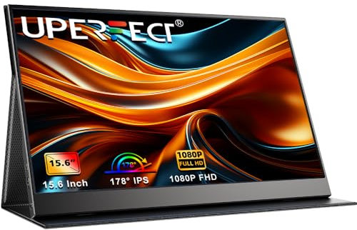 UPERFECT Portable Monitor 15.6 Inch 1080 FHD IPS Monitor with Mini HDMI/Type-C, USB-C Monitor with Dual Built-in Speaker and VESA Hole, Smart Cover, External Screen for Laptop/PC/PS/Phone