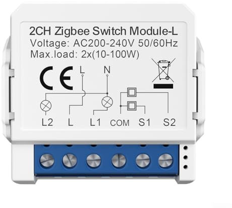 Smart Light Switch Breaker Module, WiFi Smart Relay Switch No Neutral Wire 2 Way Control for TUYA For Zigbee, DIY Breaker Works with Home(2 gang)