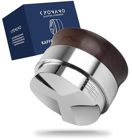 KYONANO Distributor 58mm höhenverstellbar, Kaffeepulver-Verteiler aus Premium Edelstahl & Schwarzes Nussbaumholz, Coffee Leveling Tool für perfekte Extraktion Kaffeeverteiler mit Einstellbarer Höhe