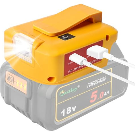 Multi-Functional Power Adapter Compatible with DEWALT Milwaukee and Batteries with Dual USB Ports and 12V DC Port Three-mode work light-Compatible with DEWALT USB Charger Adapter 18V Batteries