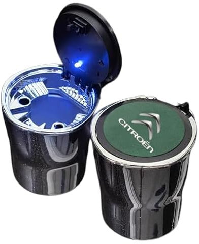 Auto-Aschenbecher mit LED-Licht für Citroen C4 Picasso C5X C4 C3 AMI,Auto Logo Zigarette Zigarrenbehälter Aufbewahrung Müllmünze Aufbewahrungsbecher Autozubehör,E