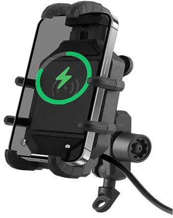 HBYLEE-Motorcycle Phone Mount For 4.0''-7.0'' Cellphones Motorcycle Bicycle Phone Holder With USB QC3.0 Fast Charging Wireless Charger Motorbike Cellphone Mount &Size：Rearview Charging