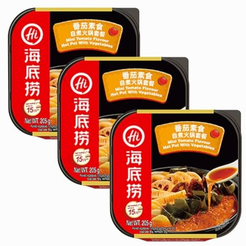 Haidilao Mini Instant Self-Heating Hot Pot with Vegetable Tomato Flavour 205g (Pack of 3)
