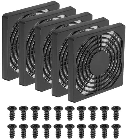 PATIKIL 92mm Fan Grill with Screws, 5 Pack ABS Resin Frame Ventilator Grill Protector Mesh Dustproof Case Cover for Computer PC, Black