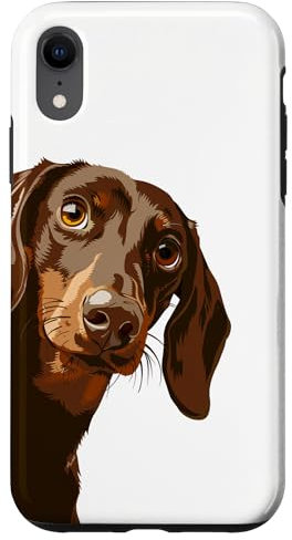 iPhone XR Chocolate Dachshund Peeking Around Corner Dog Lovers Case
